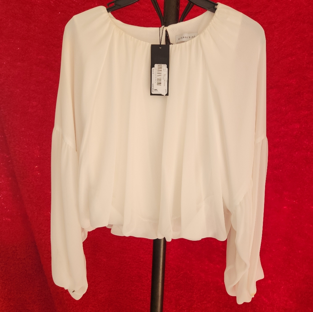 Never worn cream long sleeve sheer shirt M